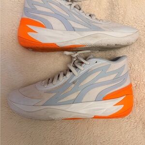 Puma Platinum Gray and Ultra Orange Sneakers